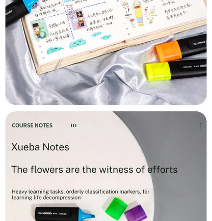 Deli 10-teiliges Textmarker-Set, große Kapazität, Meißelspitze, Bonbonfarben-Marker, Studenten-Briefpapier, Schulbedarf.