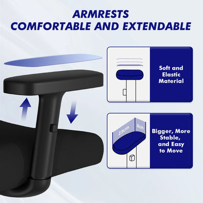 AUTHMIC Ergonomischer Bürostuhl, verstellbare Netzrückenlehne, Lordosenstütze, drehbarer Computer-Schreibtischstuhl für Zuhause, Büro, Arbeit, Gaming