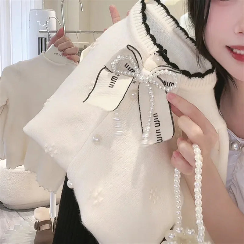 Childrens Clothing Autumn Set 2024 Korean Sweater Jacket Loose Pants Two-piece Set.