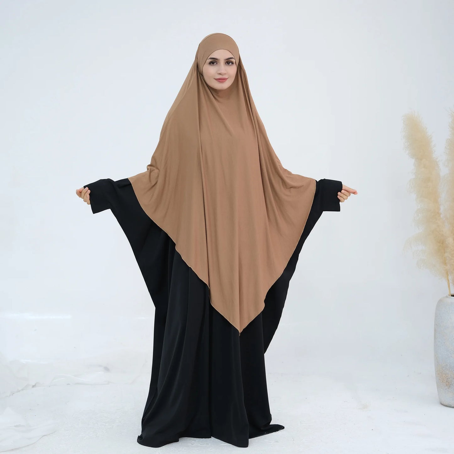 Extra Long Khimar Hijab Scarf Jersey Cotton Muslim Prayer Clothes Islamic Jilbab Khimars for Women Hijabs Veil Niqab Ramadan Eid