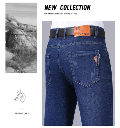 2025 frühling männer Jeans Hohe Qualität Klassischen Stil Business-Mode Schwarz Blau Slim-fit Denim Hosen Männliche Marke casual Hosen.