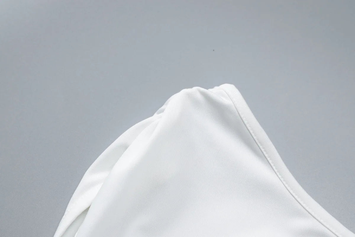 Tossy White Shorts 2 Piece-Set Female See-Through Slim Pleated Fashion Cropped Top And High Waist Shorts Sets Women's Outfits.