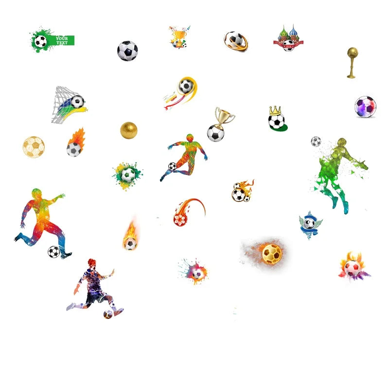 Creative Football PVC Wall Sticker Soccer Personalized Name Wall Decals For Kids Boys Room Mural Bedroom Decor Poster Art