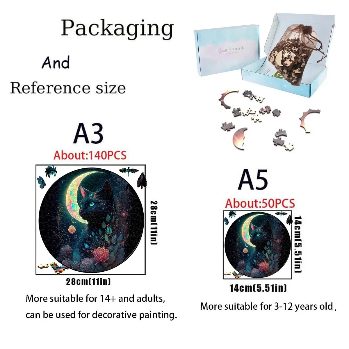 Wooden Animal Jigsaw Puzzle for Adults Kids Toy Circular Puzzle Puzzles Set Birthday Gift Brain Teaser Family Interactive Game.