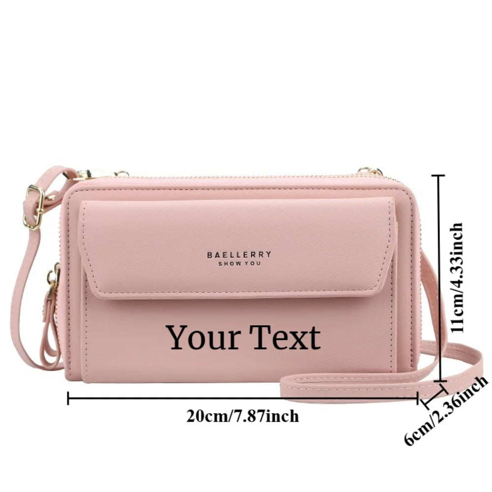 Personalized Name Women's Fashion Multi Functional Wallet Large Capacity Shoulder Bag with Double Zipper Versatile Women's Bag.