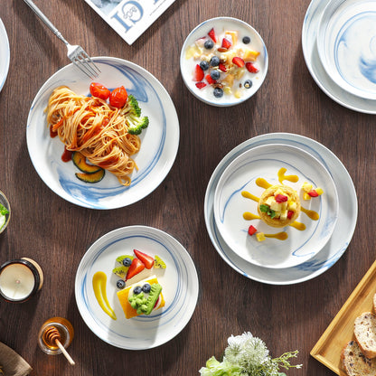 MALACASA 18/36-Piece Ceramic Plate Porcelain Dinnerware Set with 6/12 Pcs Dinner/Dessert Plates,Bowl Tableware Set for 6/12.