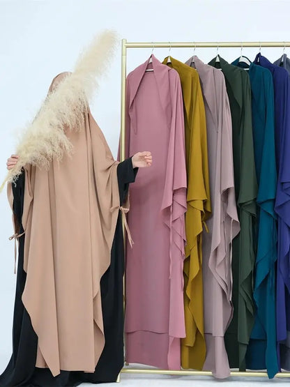 Ramadan Eid Khimar Abaya Dubai Turkey Islam Muslim Maxi Hijab Dress Nida Prayer Clothes For Women Kebaya Robe Femme Musulmane.