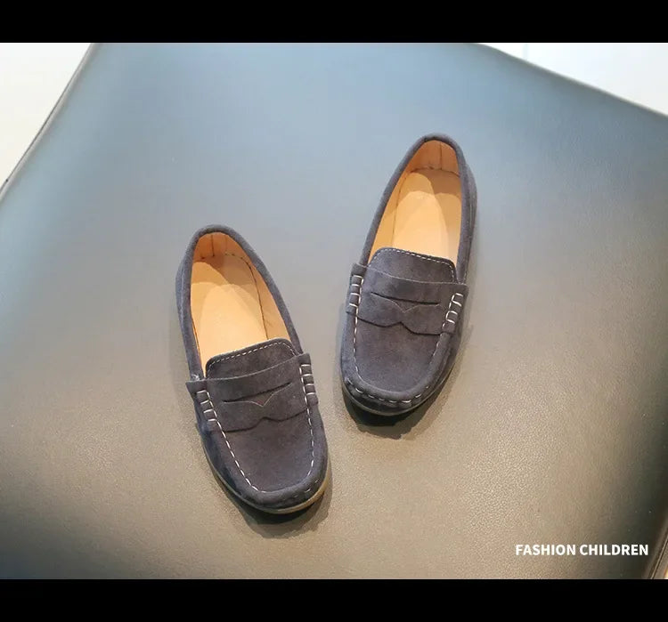 Boy Leather Shoe Fashion Solid Color Versatile Kids School Causal Single Shoes Breathable Non-slip Children Slip-on Flat Loafers.