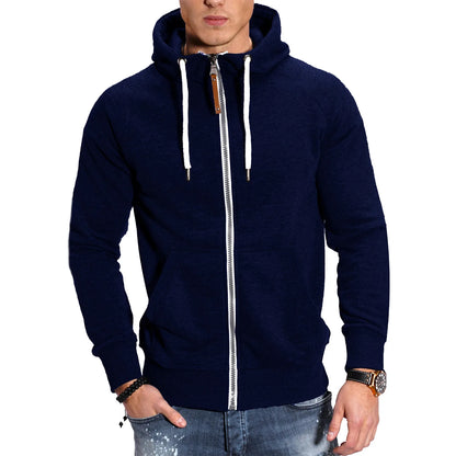 Men's Hoodies Long Sleeve Sweatshirts for Men Zipper Hooded Pullover High Neck Mens Sweatshirt Top Jacket Coat Black Sweater.