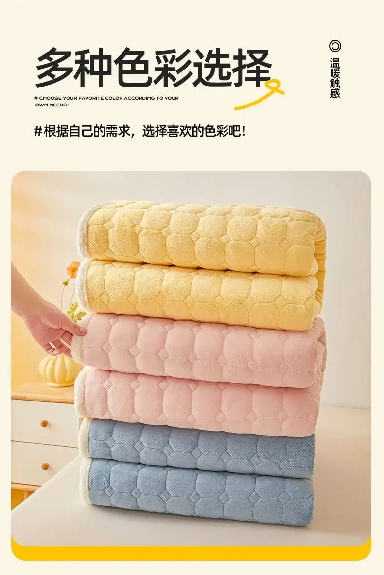 2024 New Class A Thickened Milk Fleece Mattress Winter Warm Fleece Bed Cover Student Dormitory Mat Quilt.