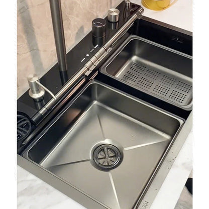 Blue Whale Dragon Rain Digital Display Large Single Sink Faucet with Integrated Multifunctional Atmosphere Light