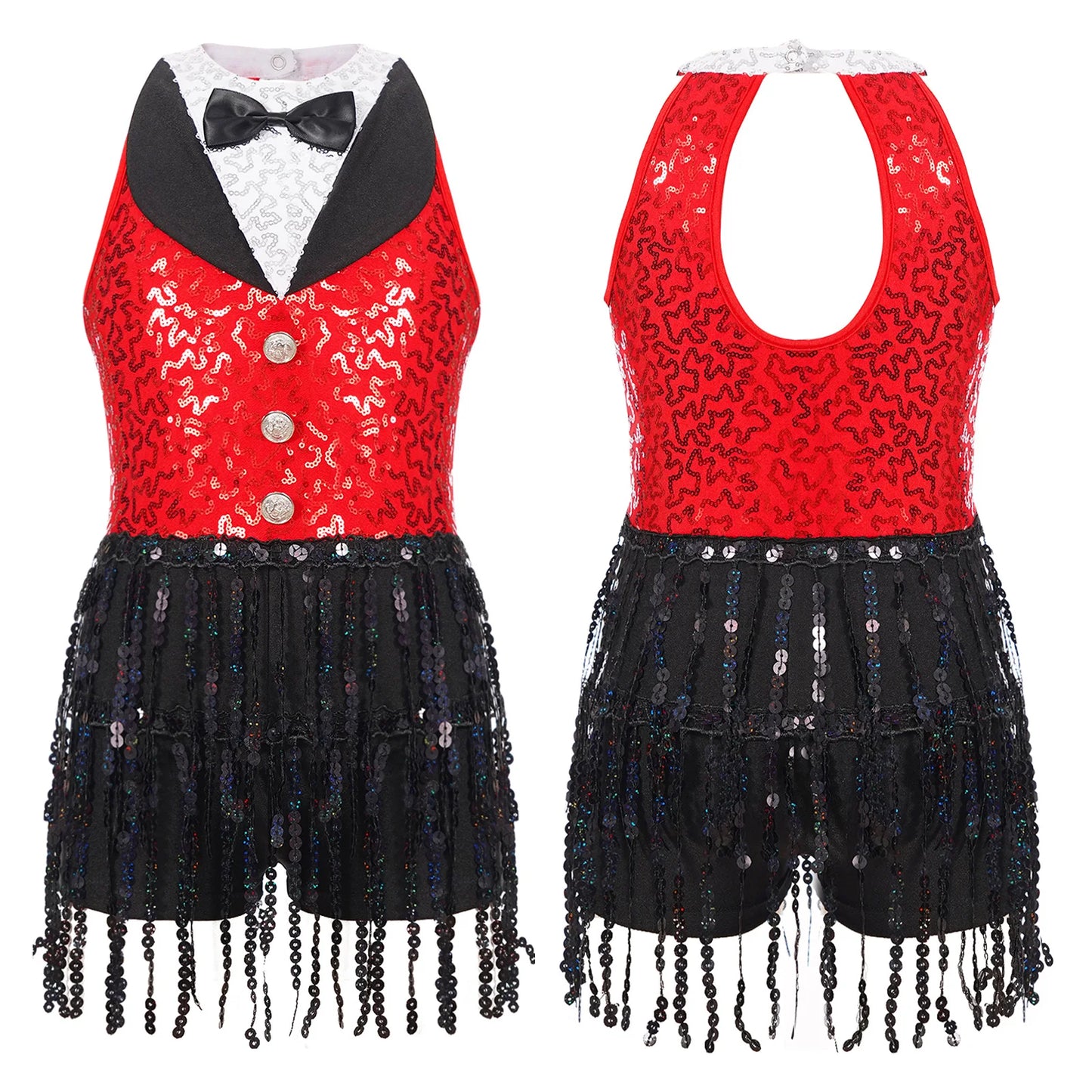 Kind Mädchen Ärmellose Glänzende Pailletten Quaste Boyshorts Kleid Latin Jazz Dance Cha-cha Samba Bühne Leistung Kostüm Dancewear