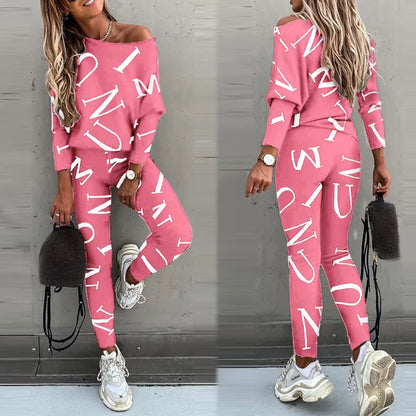 2 Piece Set Women Tracksuit Autumn Winter Warm Letter Top Suits Casual Yoga Set Sweatshirts And Jogging Pants Outfits Sweatpants.