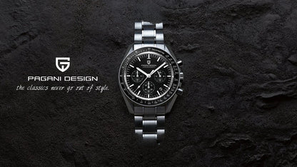 PAGANI DESIGN 2025 New Moon Watch Retro Luxury Quartz Watches For Men Stainless steel Luminous waterproof Sport Chronograph Man
