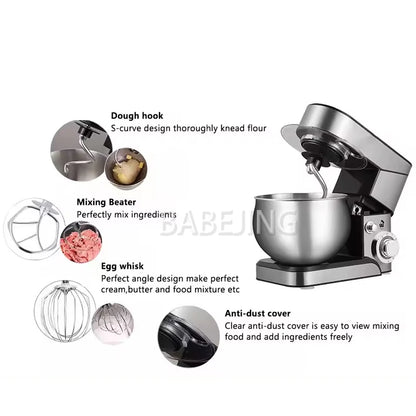 BABEJING New Hot Selling 1200w Kitchen Mixer, Electric Stainless Steel Filling Mixer, Kneading Machine.