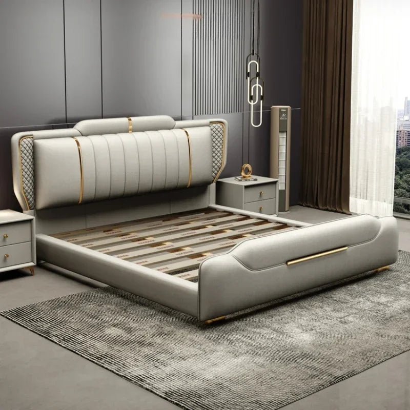 Doppel Full Size Bett rahmen Whitr großes modernes Design Kopfteil Bett Königin Schlafzimmer Luxus Muebles Para Dormitorio nordischen Möbel