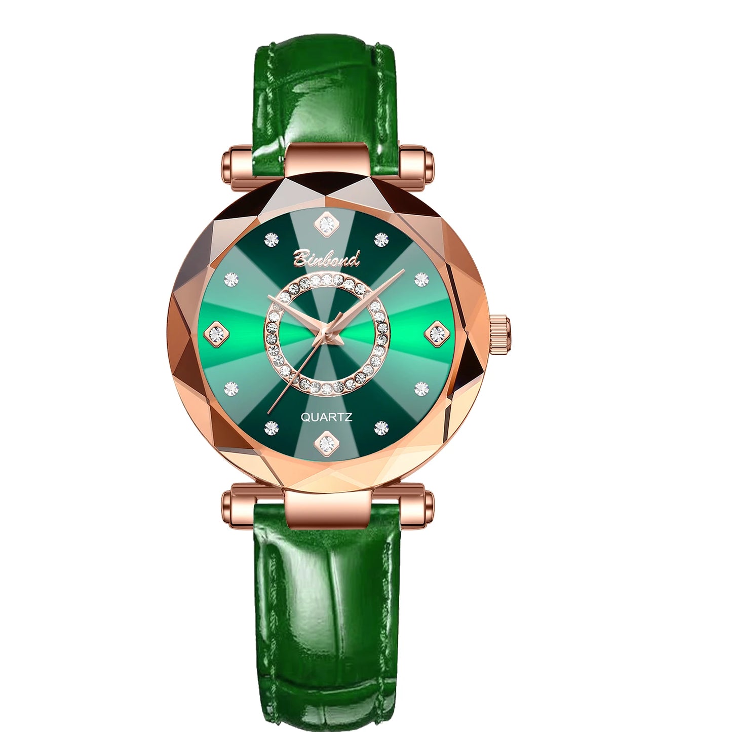 BINBONDN10 Women's Watches Elegant Fashion Original Quartz Watch for Lady Heart of the Ocean Design Waterproof Luminous Diamond