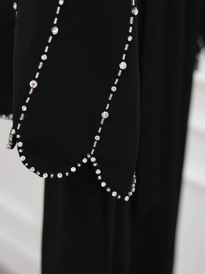 Middle East Women Arabic Dubai Abaya Made Beading Kimono Cardigan Long Dress Modest Ramadan Robe Femme Islam Clothing Kebaya.