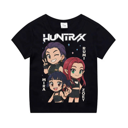 Kpop Demon Hunters Children's Clothing Short Sleeve T-shirt Cute Kpop Demon Hunters Tiger Harajuku Tshirt for Boys Girls.