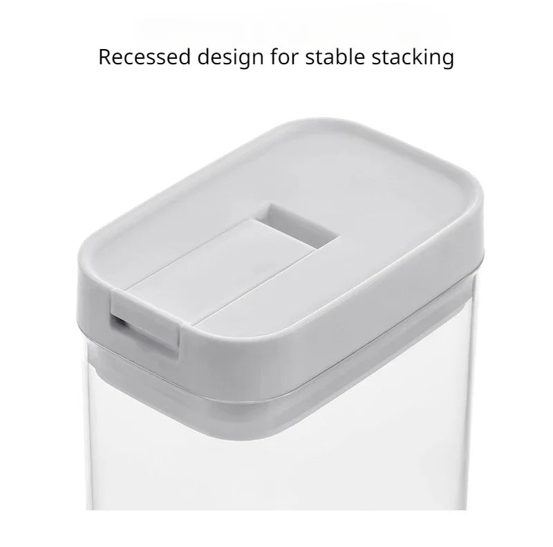 Kitchen Plastic Container Organizer Moisture-Proof Sealed Tank Square Transparent Grain Storage Jar Dried Fruit Snack Box Cans.