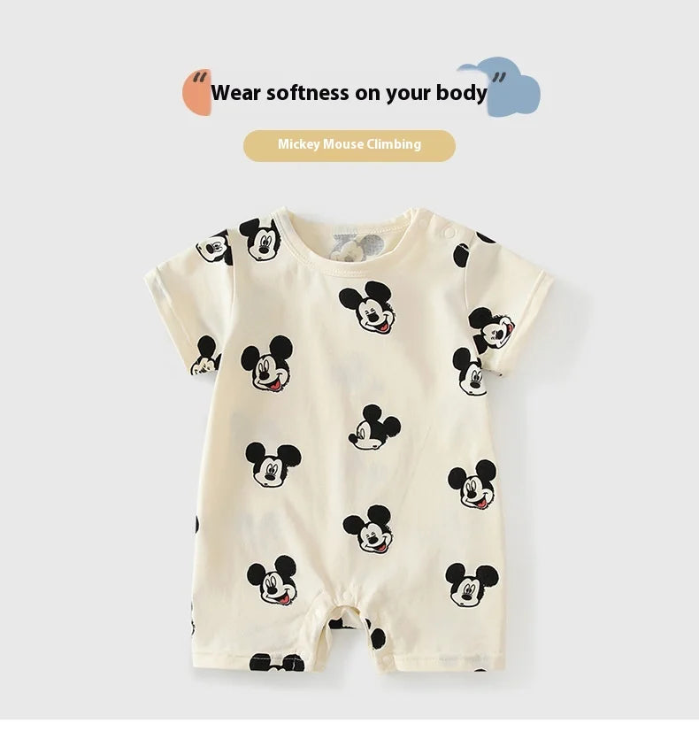 Sommer Neugeborenen Baby Jungen Mädchen Pullover Body Mickey Kleinkind Cartoon Maus Kurzarm Strampler Beiläufige Lose Baby Kleidung.