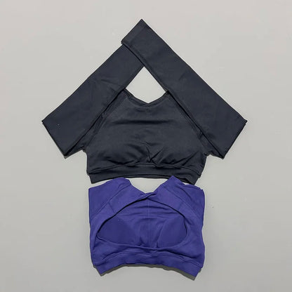 HISTELLO Long Sleeve Crop Top Women Seamless Yoga Tops Backless Clothing Gym Workout Sportswear Strong Supports Sports Shirt.