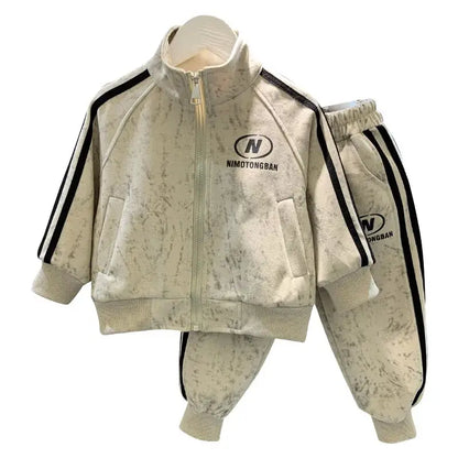 Spring and Autumn Boys' Sportswear Set 2025 New Children's Baby Clothes Set Kids Coat Pants 2pcs.