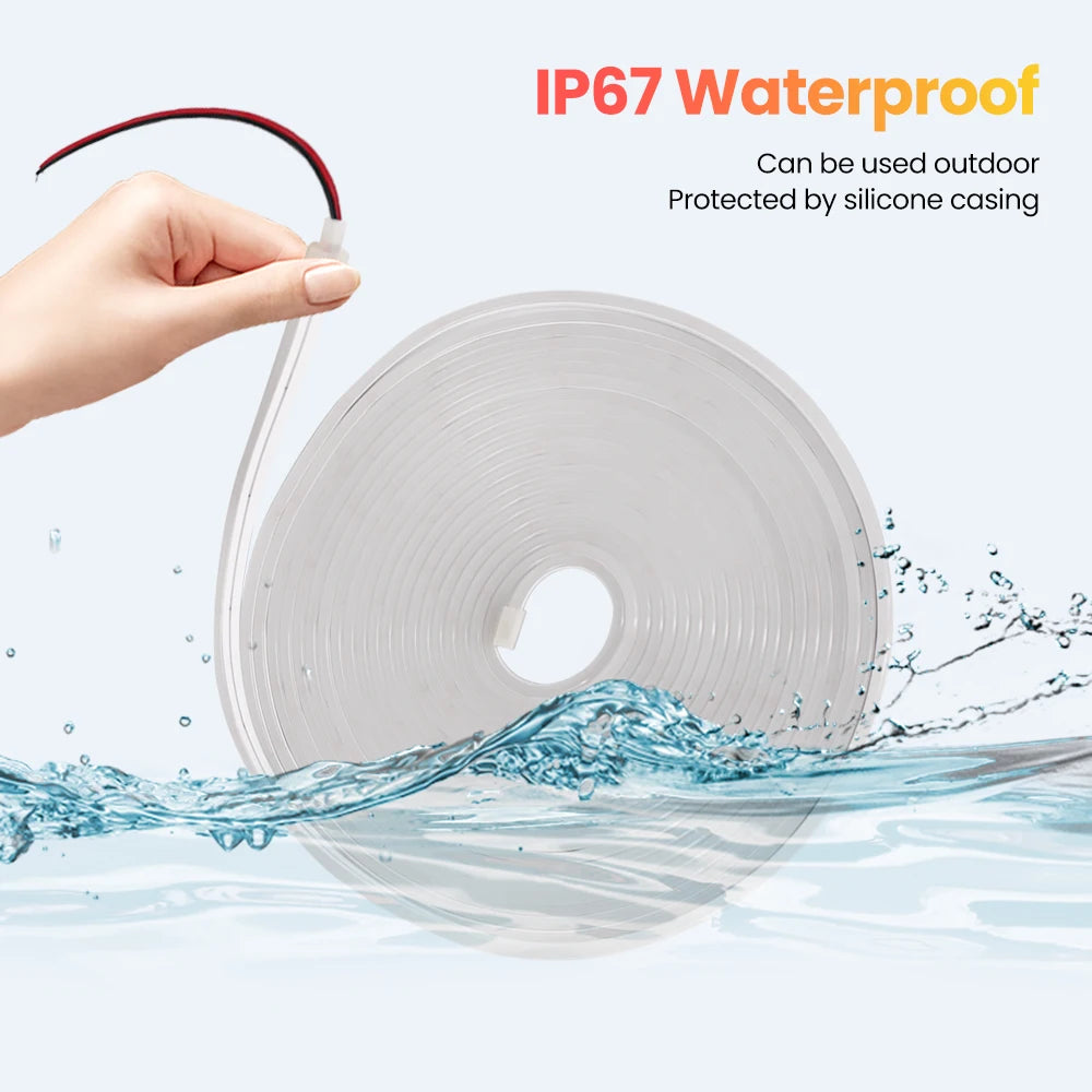 IP67 Waterproof DC 24V Neon Strip TV BackLight White/Blue/Pink/Yellow/Green Home Decor Silicon Tube LED Light 1M 5M 10M 20M.