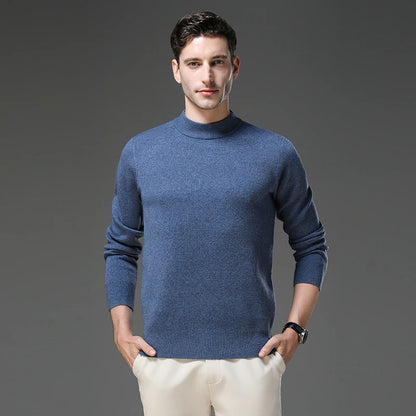 High End Anti-pilling Thick New Fashion Brand Casual Knit Pullover Sweater Half Turtleneck Mens Jumper Designer Clothing