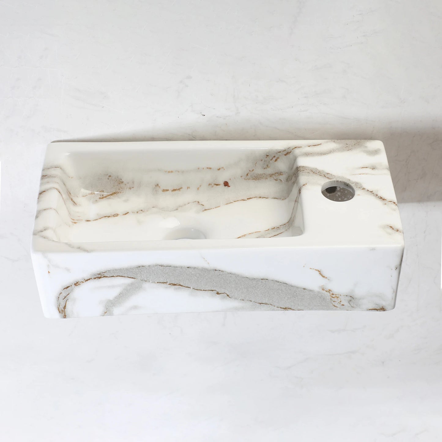 JIENI Art Ceramics Einzelwaschbecken, modernes Wandwaschbecken im europäischen Stil, quadratisches, minimalistisches Waschbecken aus Porzellan