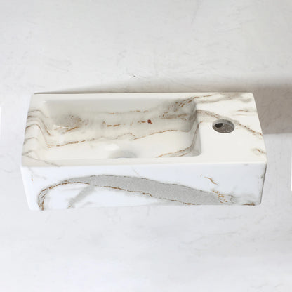 JIENI Art Ceramics Einzelwaschbecken, modernes Wandwaschbecken im europäischen Stil, quadratisches, minimalistisches Waschbecken aus Porzellan