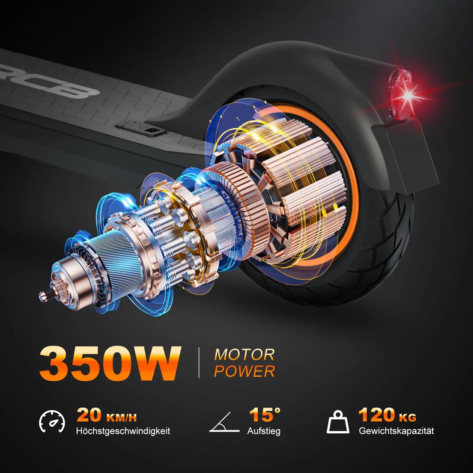 RCB 350W Foldable Electric Scooter for Adult ABE, Double Brake Waterproof Body E-Scooter, 10in Honeycomb Tires 120kg Capacity.