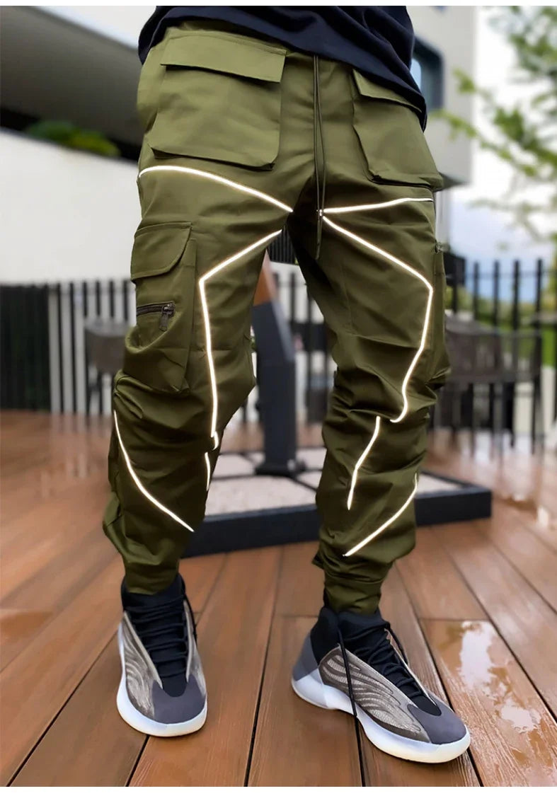 Men's Reflective Cargo Pants 2025 New Hip Hop Casual Joggers Trousers Multi-Pocket Men Sweatpants Streetwear Sports Pant M-3XL.