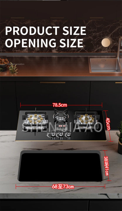 7.2KW Gas Stove Household Three Stove Timing Table Embedded Dual-purpose Natural Gas Liquefied Gas Fire Stove Gas Stove