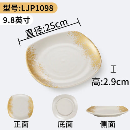 1Pc Thickened Melamine Tableware Not Easily Broken Plastic Barbecue Plate Merchant Dining Plate Household Kitchen Accessories