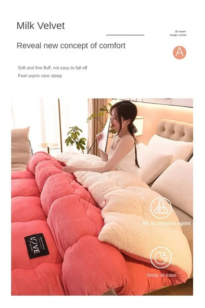 Lamb Velvet Winter Quilt Machine Washable Soft and Warm Blanket Spring and Autumn Quilt Super Warm Bedding Queen Comforter 겨울 이불.