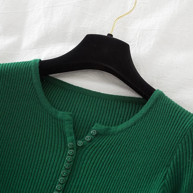 2026 weibliche Casual Tops Pullover Frauen Herbst Winter Gestrickte Dünne Pullover Feste Taste Volle Hülse V-ausschnitt Pullover