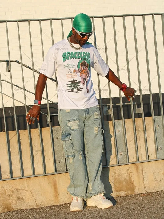 Y2K Harajuku American Cartoon T-shirt High Street Retro Loose Fashion Clothing Women Casual Hip-hop Oversized Short-sleeved Men.