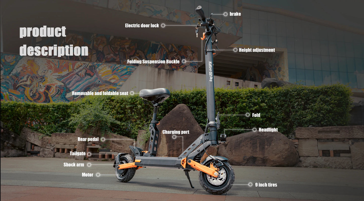 KuKirin G2PRO Foldable Adult Electric Scooter, E-Scooter, 45km/h Electric Kick Scooter, 600W Skateboards, 48V 15.6Ah Kickboard.