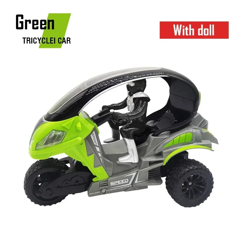 Electric RC Motorcycle Car Spray RC Stunt Toys Remote Control Drift Stunt Three Wheel Motorcycle with LED Lights for Kids Gifts.