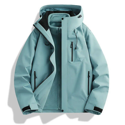 Winter Jacket Outdoor 3-in-1 Waterproof Sport Coat Running Unisex Hooded Hiking Jacket Warm Breathable Outdoor Couple Loose Coat.