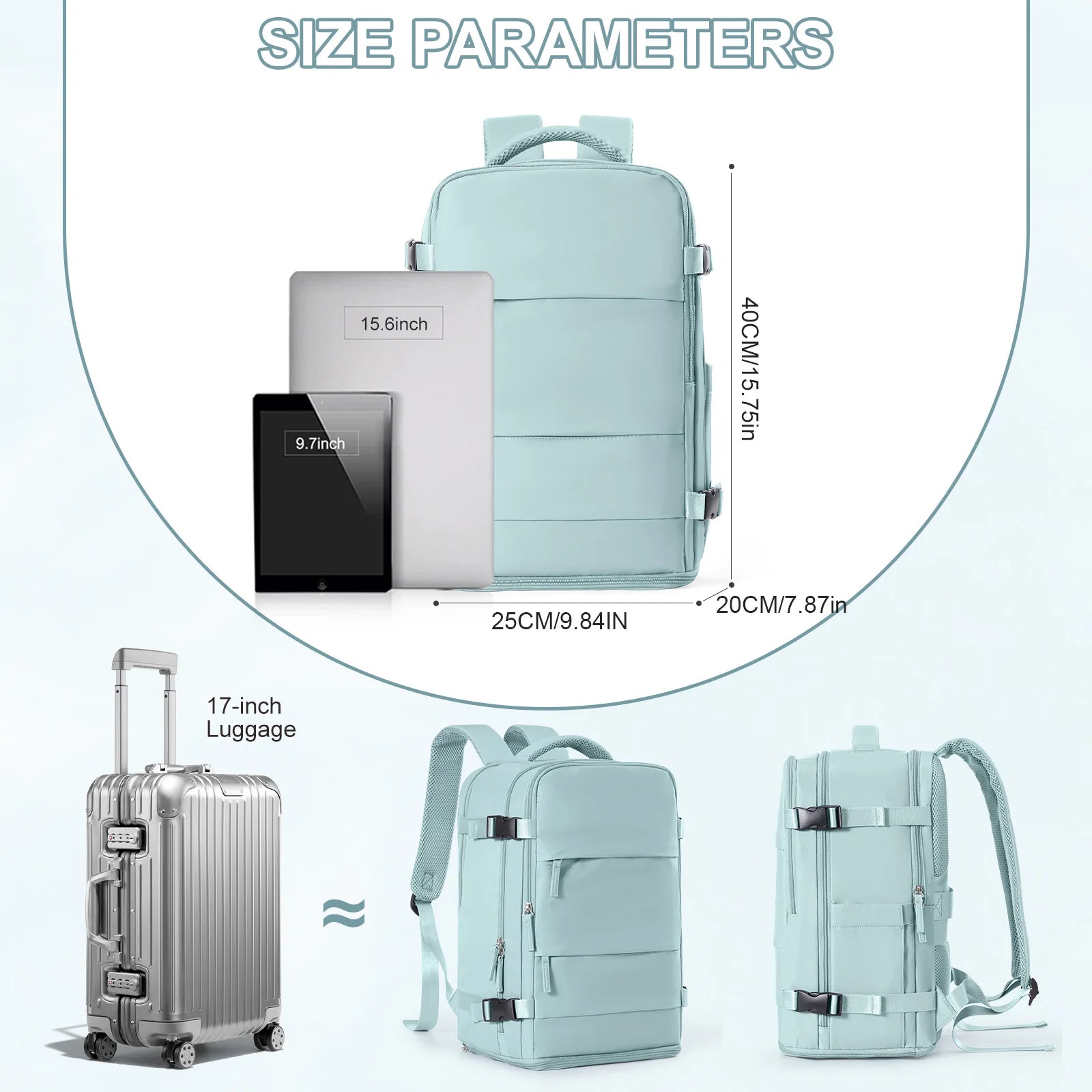 Women Men Hand Luggage Backpack Business College Laptop Travel Backpack Waterproof Carry on mochila viaje cabina avion 40x20x25.