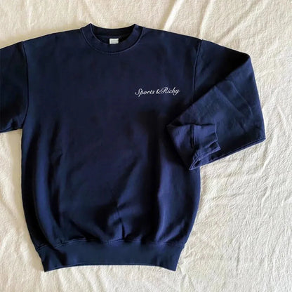 Sprot Make You Wellness Letters Printed Retro Cotton Crewneck Sweatshirt Women Oversized Casual Autumn Tops Ins Fashion Jumpers.