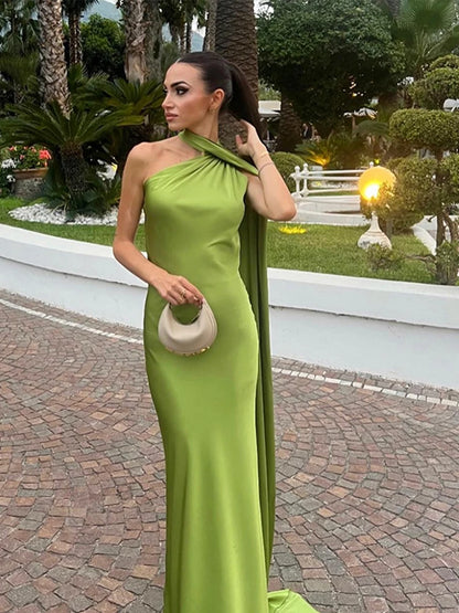 Elegante Feste Band Frauen Halfter Kleid Off Schulter Ärmellose Backless Dünne Weibliche Maxi Kleider 2025, Sommer Neue Chic Dame Robe.