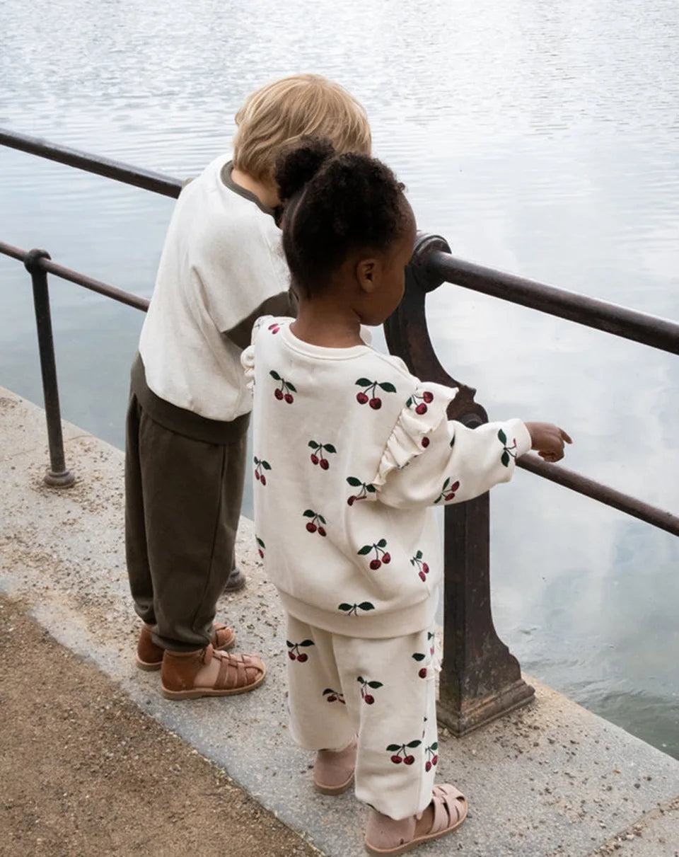 Konges Slojd AW Baby Girls Sweatshirts + Pants 2 Pcs Sets Lambswool Cherry Jackets Kids Clothes Girls Print Dresses Coats 1-9Yrs.