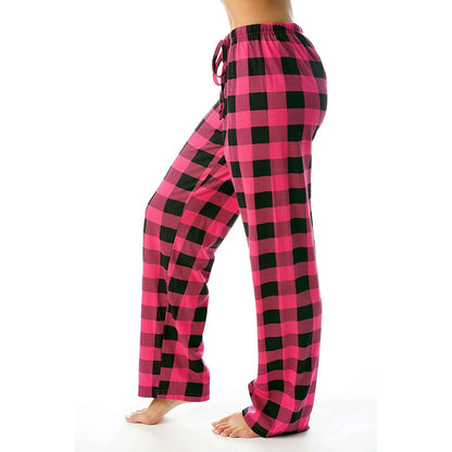 Frauen Weihnachten Pyjama Hosen Herbst Winter Plaid Gedruckt Hosen Mode Lässig Breite Bein Hosen Kleidung Streetwear