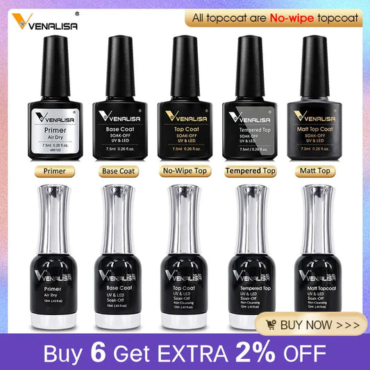 CANNI Base Top Gel Primer Reinfore Gel Long Lasting Matte Super Bright No Wipe Top Nail Gel Polish Clean High Glossy Top Gel.