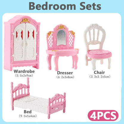 Hot Sale Cute Kawaii Pink 10 Items/Lot Miniature Dollhouse Furniture Accessory Kids Toys Kitchen Cooking Things For Girl Gifts.
