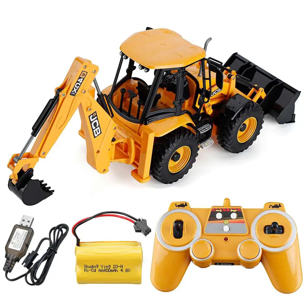 Double E E589 RC Excavator 1/20 2.4G 11CH Remote Control Cars Trucks Backhoe Loader Light Sound Construction Truck JCB Model.