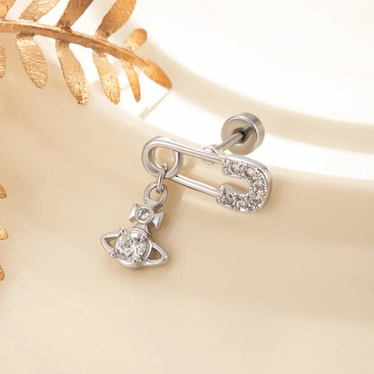 1 PCS Cute Pink Zircon Crystal Ear Bone Nail 316L Medical Titanium Steel Star Stud Earrings for Women Y2K Punk Piercing Jewelry